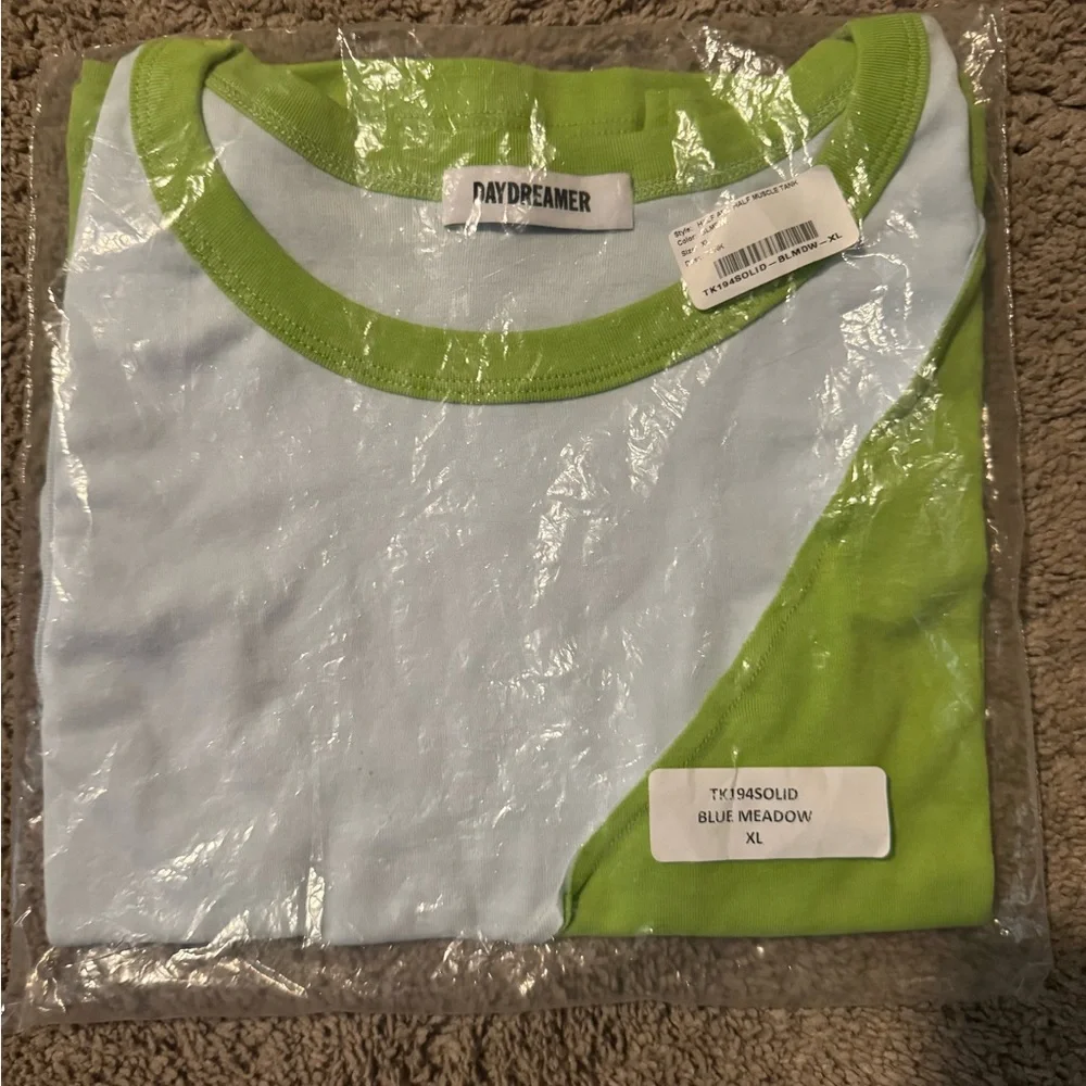 NWT DayDreamer Half and Half Muscle Tank in Blue Meadow Size Large and XL
